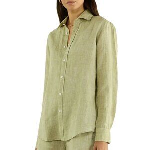 NWOT With Nothing Underneath The Boyfriend Linen Shirt 6 Sage Green WNU